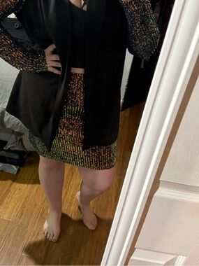 The Zig Zag Stripe Sequin Skirt